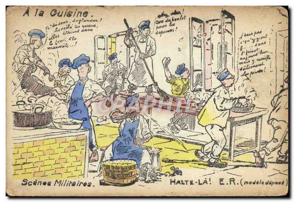 CPA Militaria A la cuisine