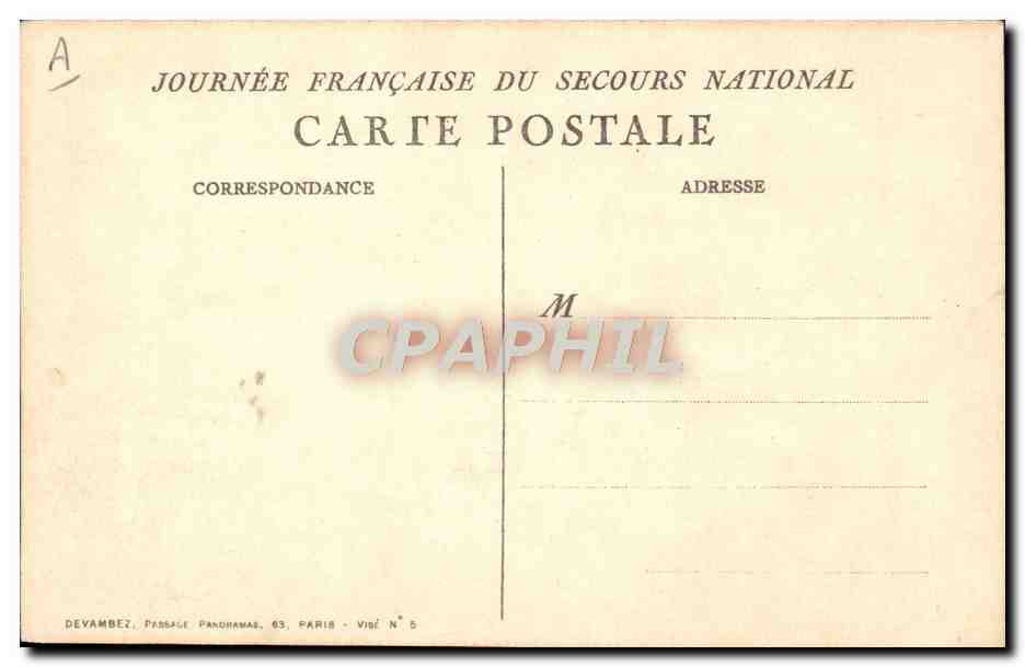 CPA Militaria Journee du Secours National — Rückseite