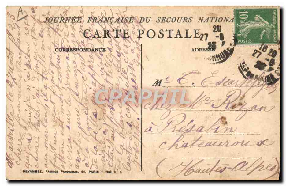 CPA Militaria Journee du Secours National — Verso
