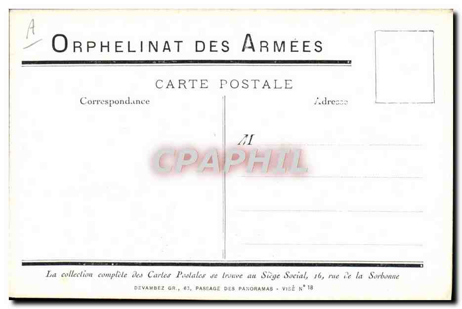 CPA Militaria Journee de l'orphelinat des Armees 20 juin 1915 — Rückseite