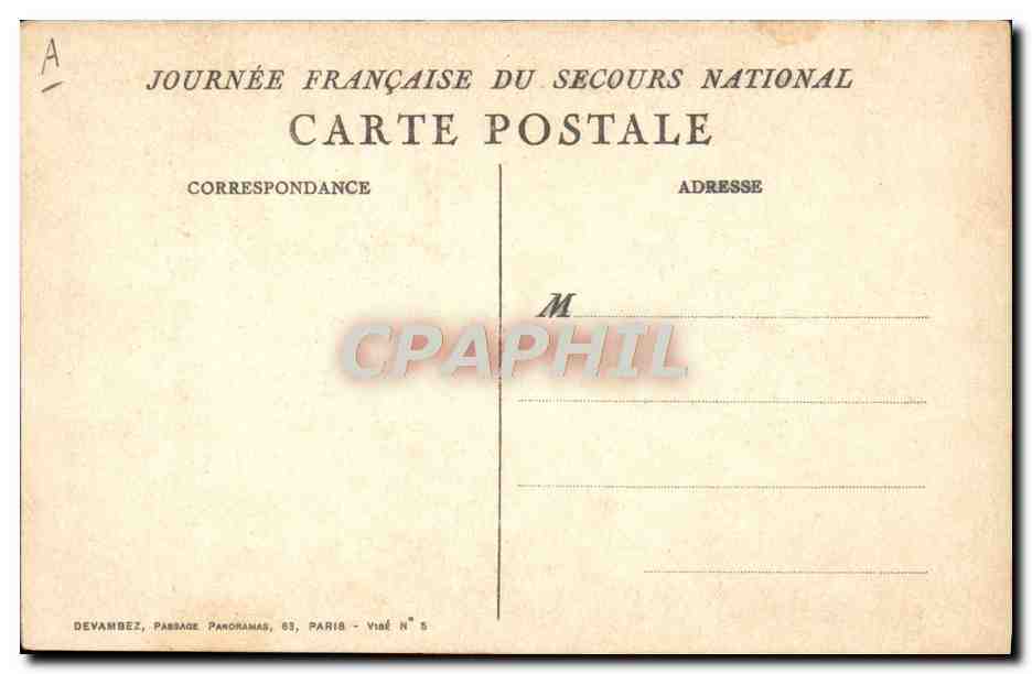 CPA Militaria Journee du Secours National — Verso