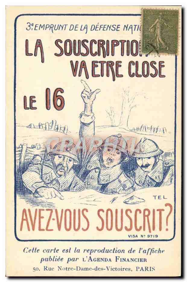 CPA Militaria Emprunt Souscription Rue Notre Dame des Victoires Paris