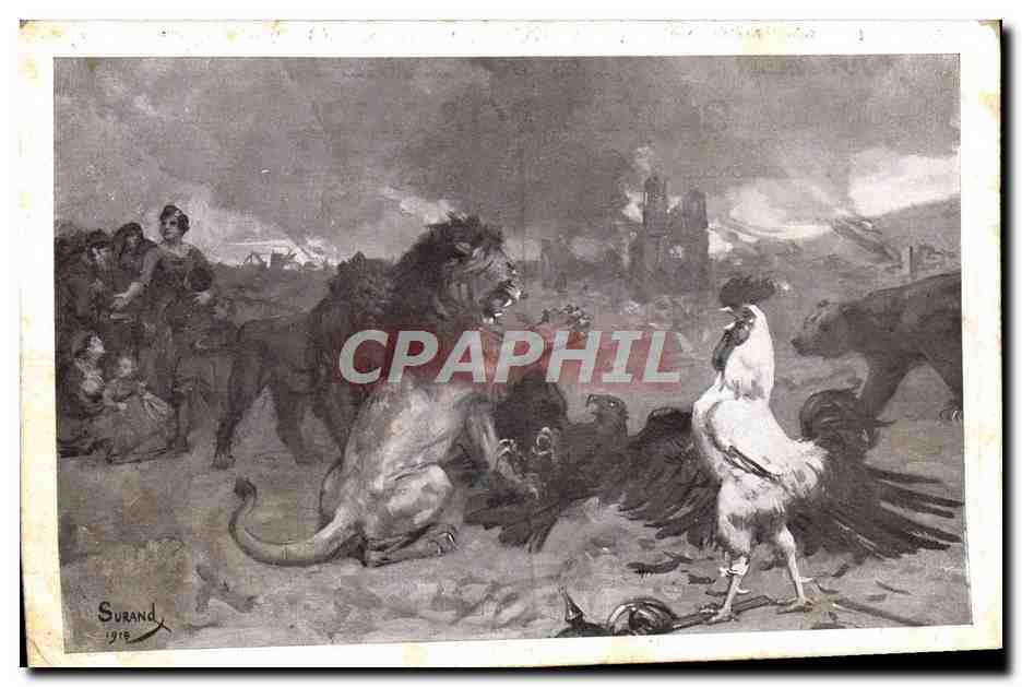 CPA Militaria Secours National Lion Coq Aigle 