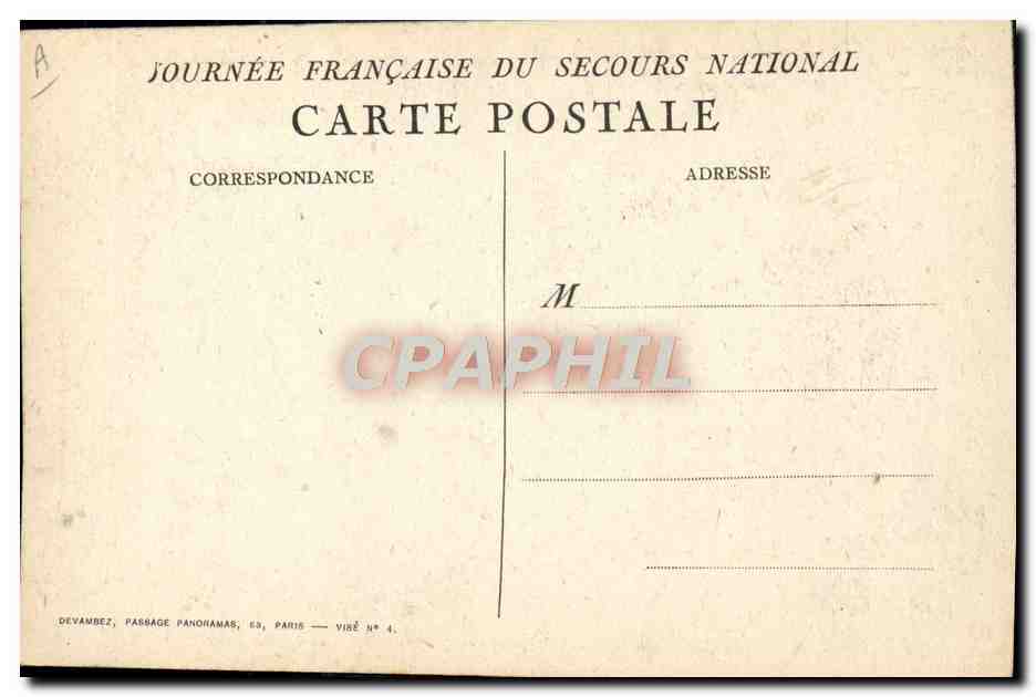 CPA Militaria Secours National Lion Coq Aigle  — Rückseite