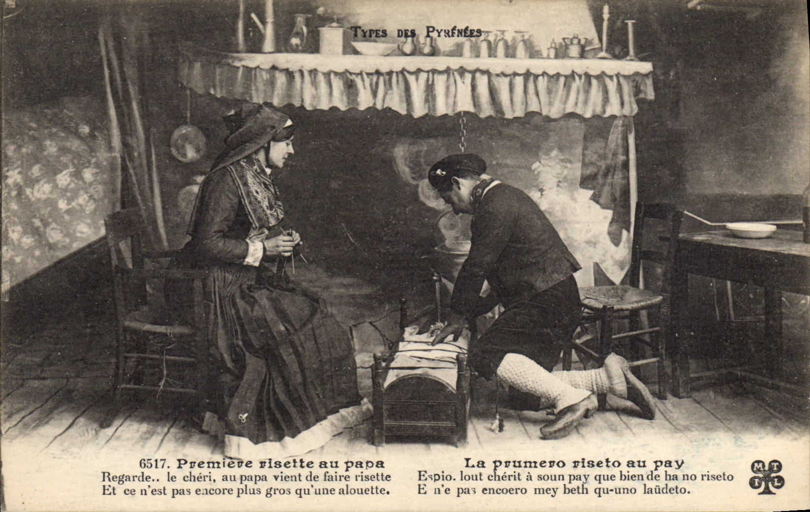 CPA Folklore Pyrenees Premiere visite du papa