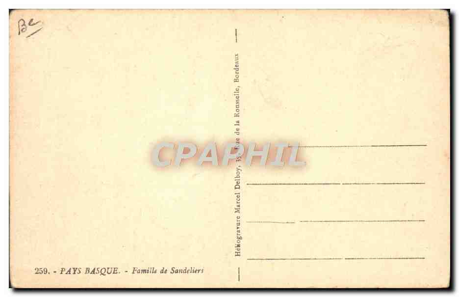 CPA Folklore Pays Basque Famille de Sandeliers  — Verso