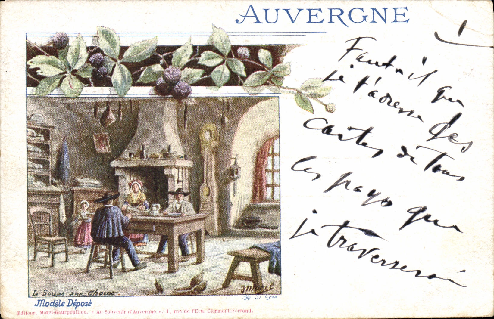 CPA Folklore Auvergne La soupe aux choux 