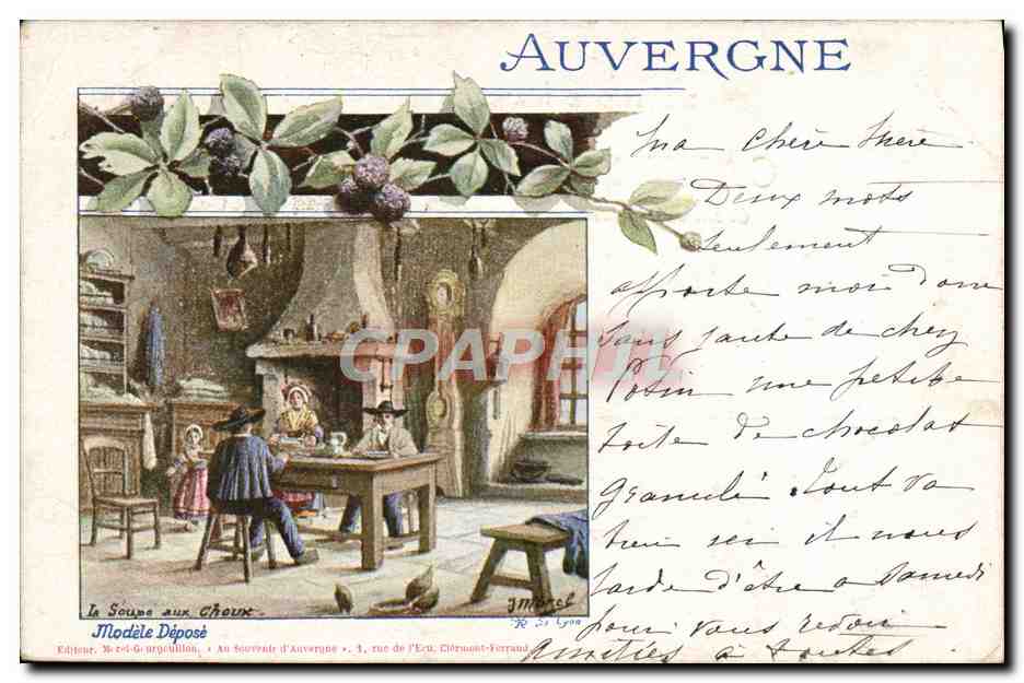 CPA Folklore Auvergne La soupe aux choux 
