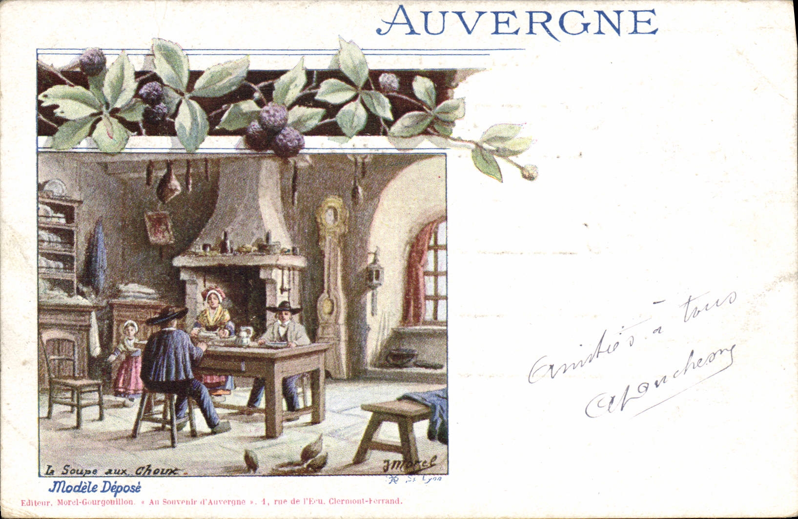 CPA Folklore Auvergne La soupe aux choux 