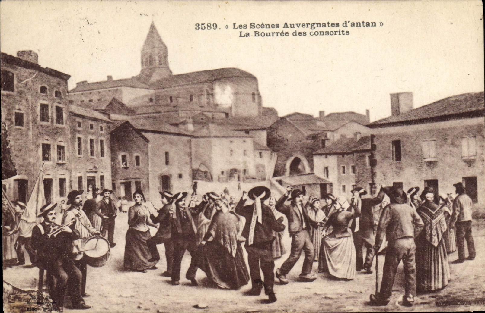 CPA Folklore Les scenes auvergnates d'antan La bourree des conscrits