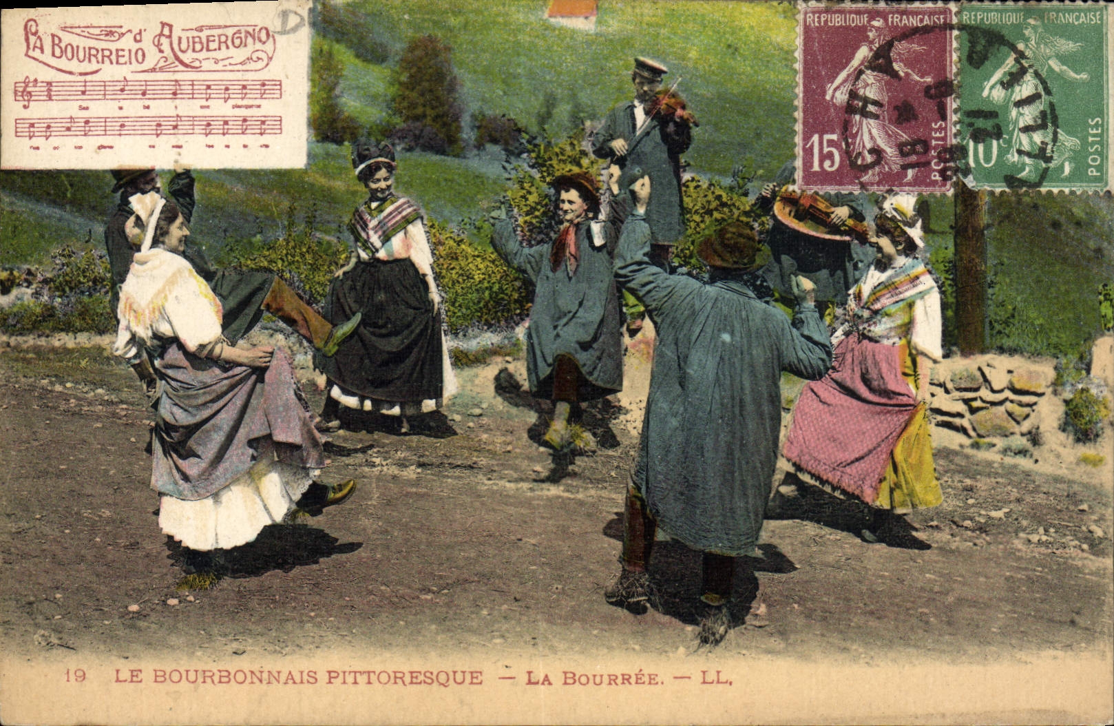 CPA Folklore Bourbonnais La bourree