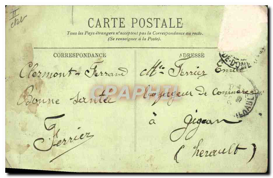 CPA Folklore Auvergne La Bourree — Achterkant