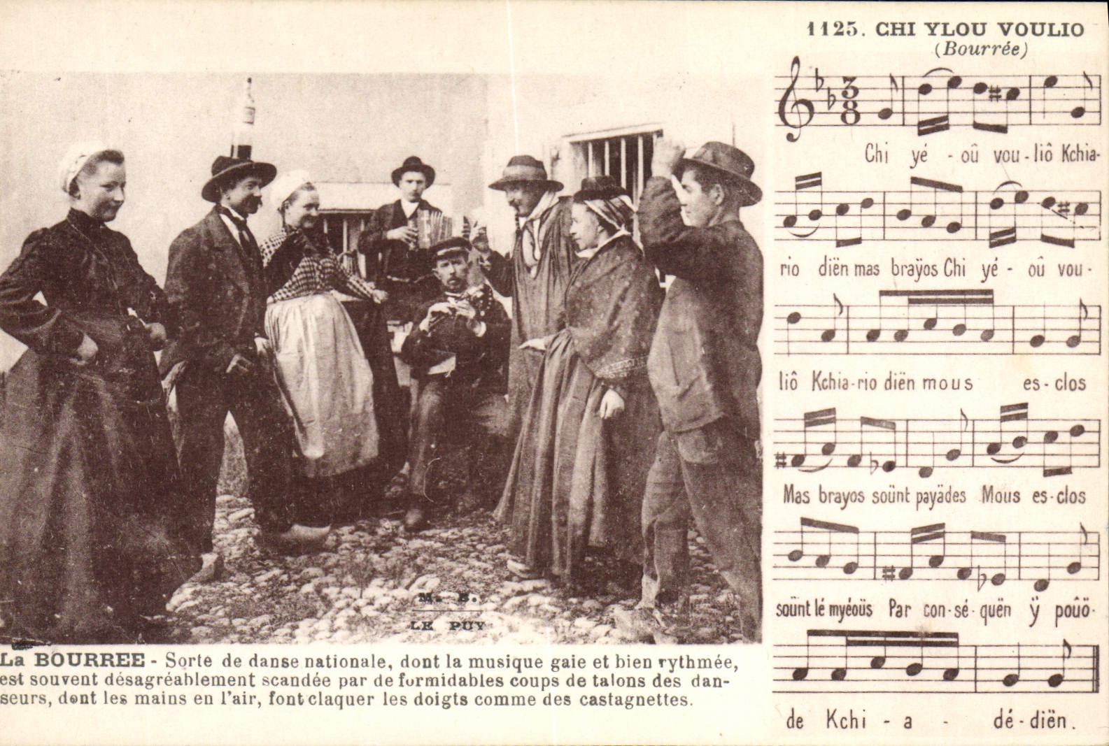 CPA Folklore Auvergne La Bourree