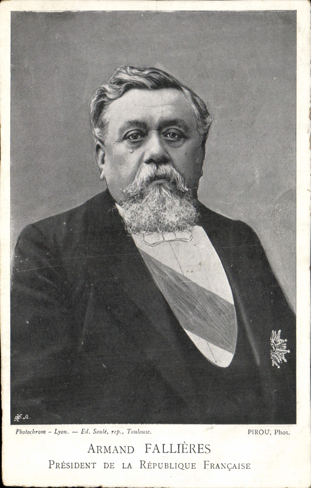 Armand Fallières — Président de la République Française — Photocrom Lyon, Ed. Soulé, Toulouse