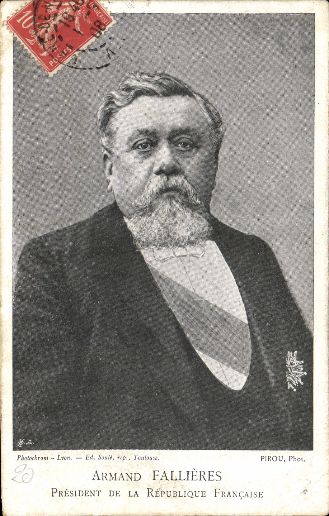 Armand Fallières — Président de la République Française — Photocrom - Lyon - Ed. Soule, rep., Toulouse