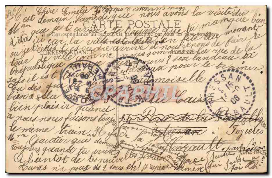 M. Fallières — Élu Président de la République Française le 17 janvier 1906, au Congrès de Versailles — Carte postale — Verso