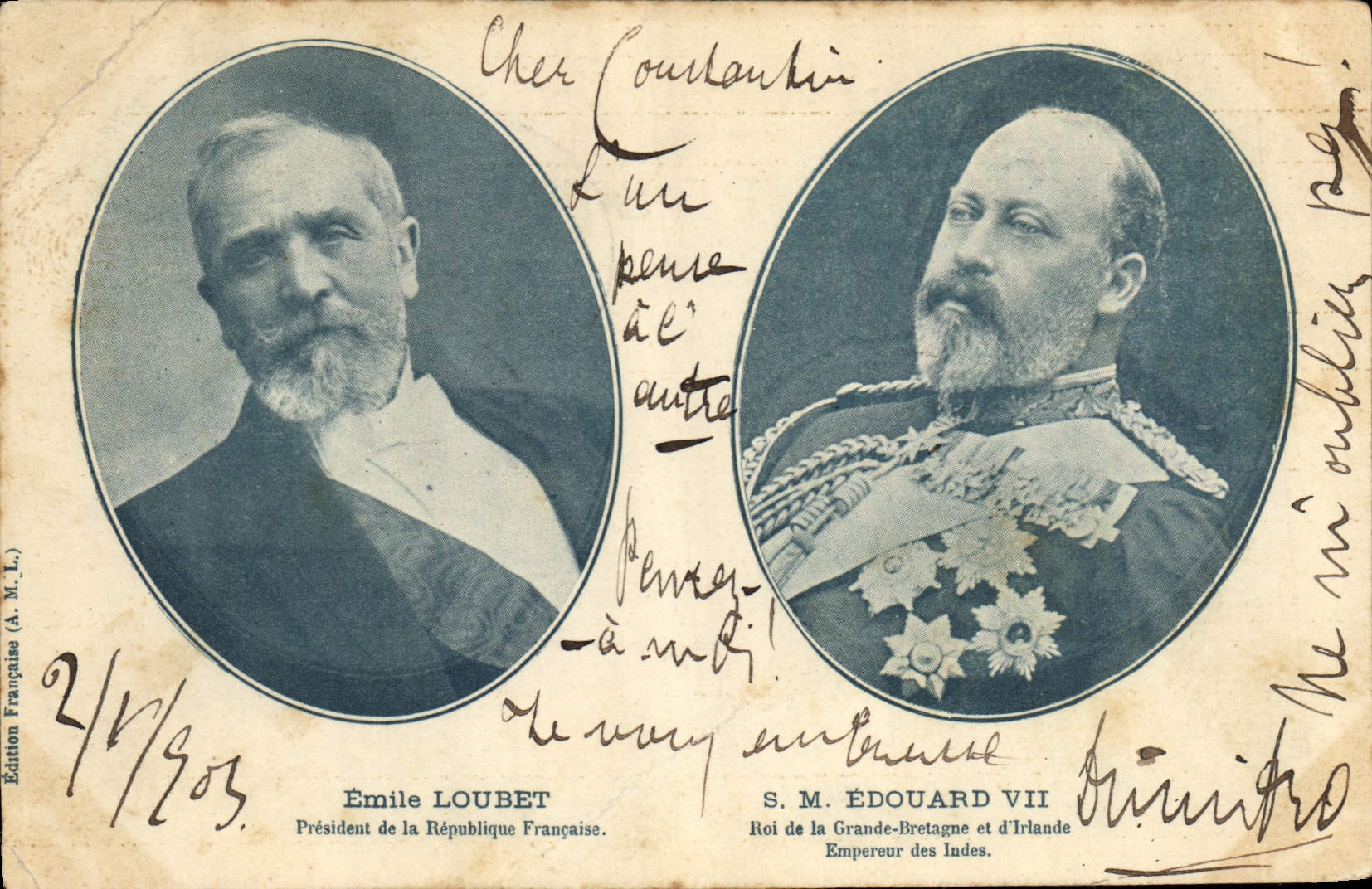 CPA Emile Loubet President de la Republique SM Edouard VII Roi de Grande Bretagne