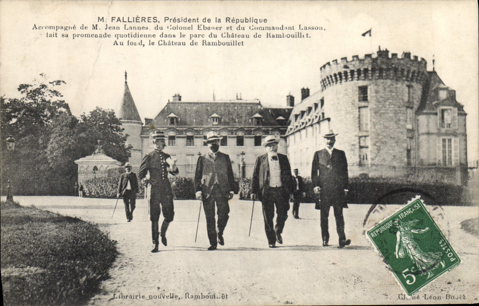 M. Fallières, Président de la République — promenade au Château de Rambouillet — Librairie nouvelle, Rambouillet