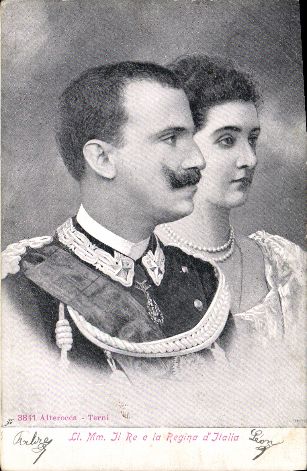 Le roi et la reine d'Italie — portrait officiel — Alterocca - Terni, n° 3841