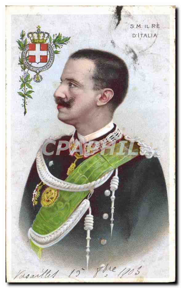 Portrait du roi d'Italie — S.M. IL RÉ D'ITALIA — éditeur non visible, n° de série non visible