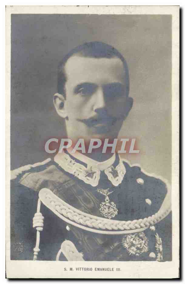 S.M. Vittorio Emanuele III — portrait en uniforme — éditeur inconnu, n° de série non visible