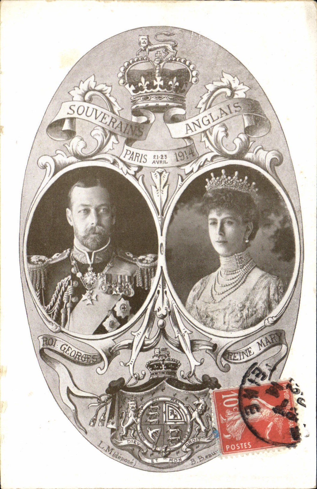 Roi Georges V et Reine Marie — Souverains Anglais — Paris 21-23 Avril 1914 — L. M. depose & B. Beau
