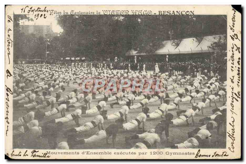 CPA Gymnastique Mouvements d'ensemble executes par 1200 gymnastes Fetes du centenaire Victor Hugo Besancon