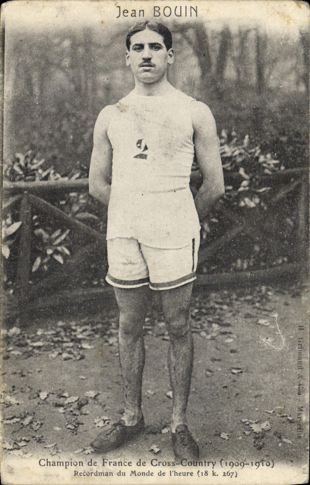 Jean BOUIN — Champion de France de Cross-Country (1909-1910) et Recordman du Monde de l'heure (18 k. 267) — H. Grimaud & Cie, Marseille