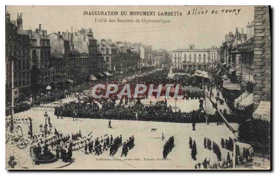 Inauguration du Monument Gambetta — Allées de Touny — Collection Gürge, photo-édit. Talence (Gironde)
