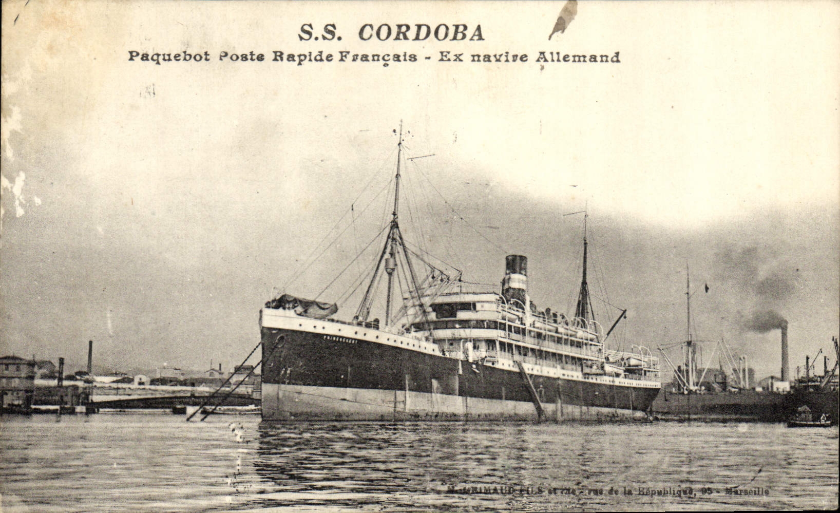 CPA Bateau SS Cordoba Paquebot Rapide Francais Ex navire allemand