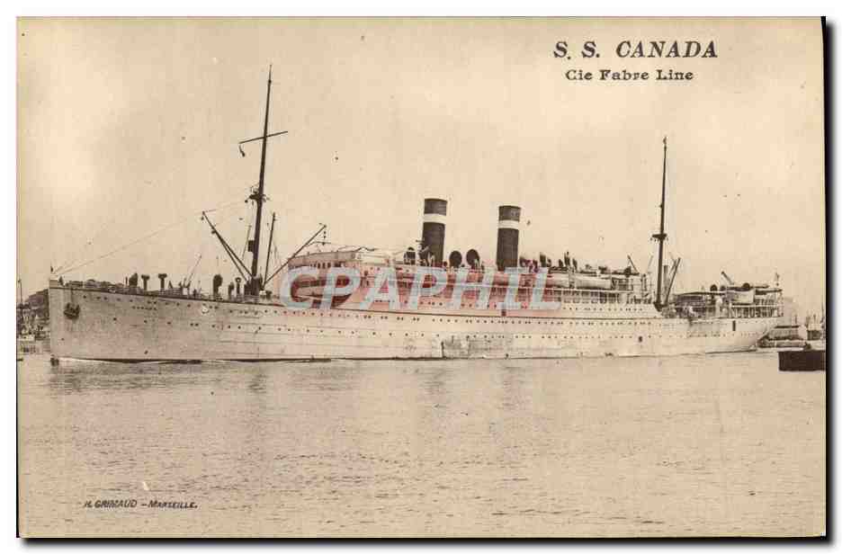 S.S. CANADA — Cie Fabre Line — H. GHIRGAUD - MARSEILLE - Recto