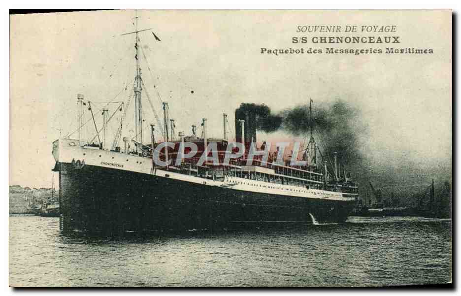 S/S CHENONCEAUX — Paquebot des Messageries Maritimes — Éd. H. Grimault, Marseille