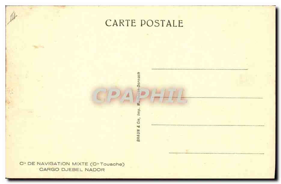 Cargo Djebel Nador — Cie de Navigation Mixte (Cie Touache) — Imp. Braun & Cie, Mulhouse-Dornach — Verso