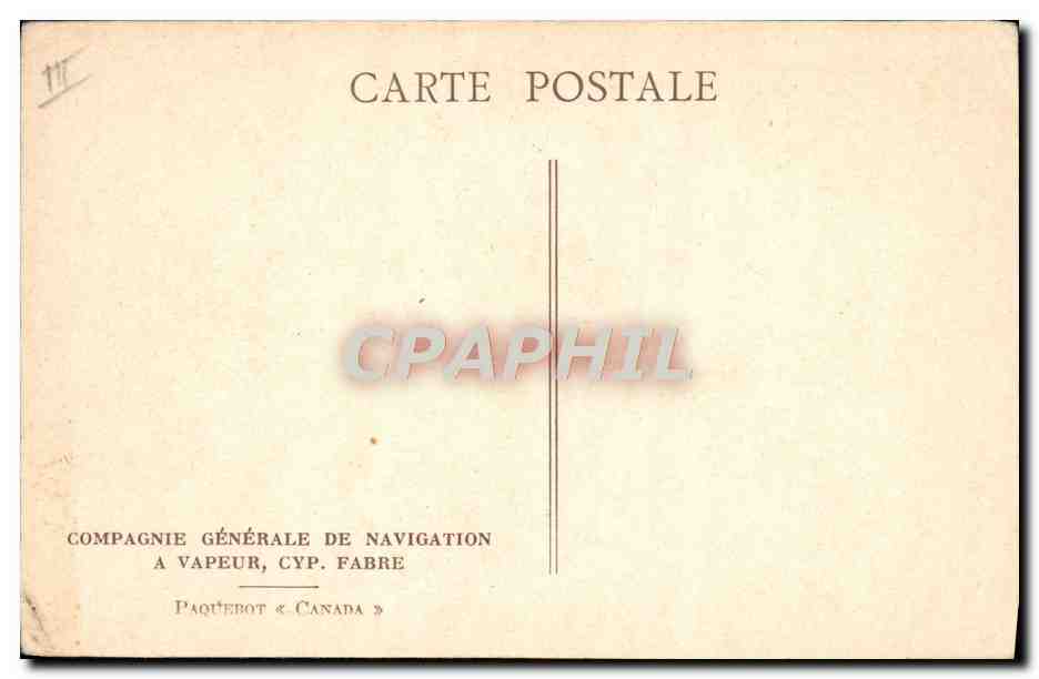 CPA Bateau Cie Fabre Paquebot Canada — Verso