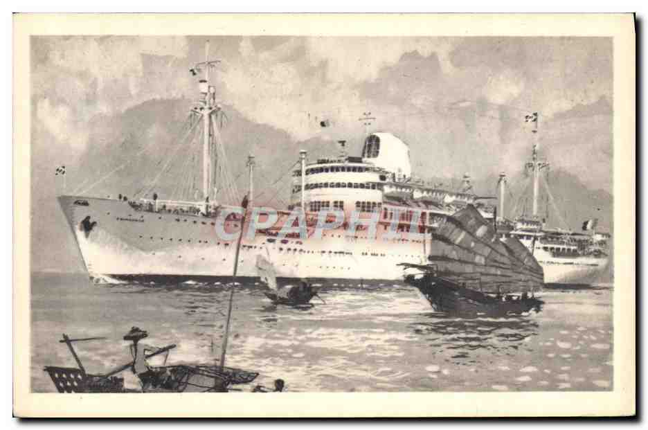 CPA Bateau Paquebot Cambodge Messageries Maritimes