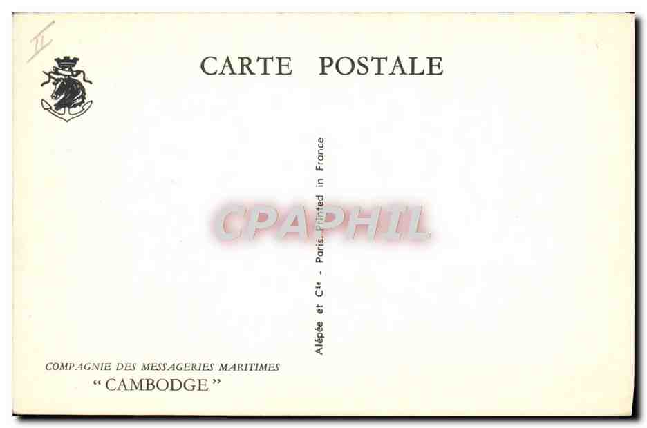 CPA Bateau Paquebot Cambodge Messageries Maritimes — Verso