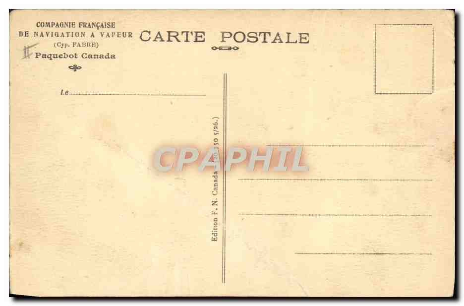 CPA Bateau Paquebot Canada Cie Fabre — Reverso