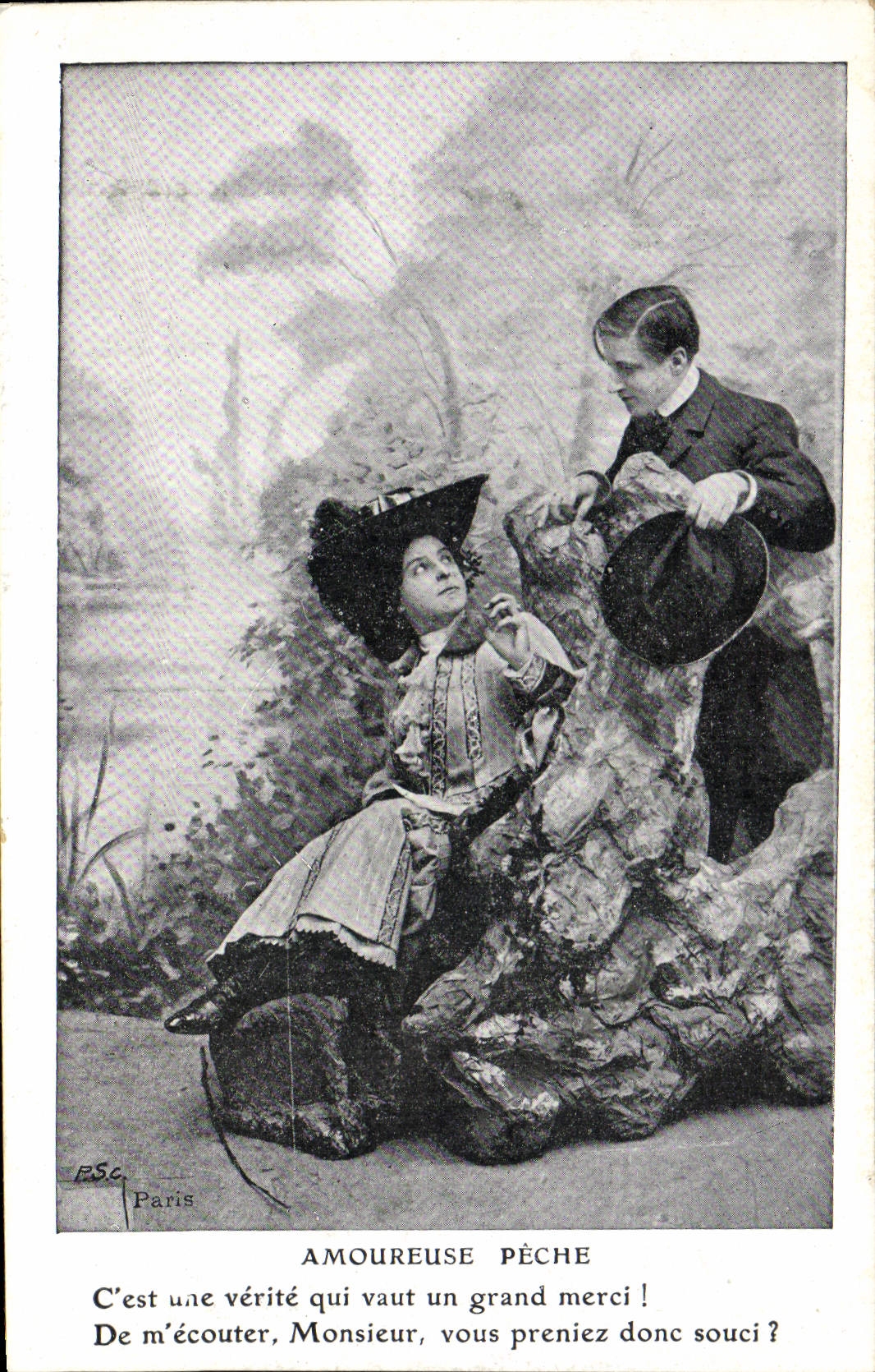 Amoureuse pêche — scène amoureuse — J.C. Paris, n° non visible
