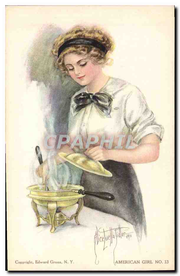 CPA Fantaisie Illustrateur Femme American Girl 