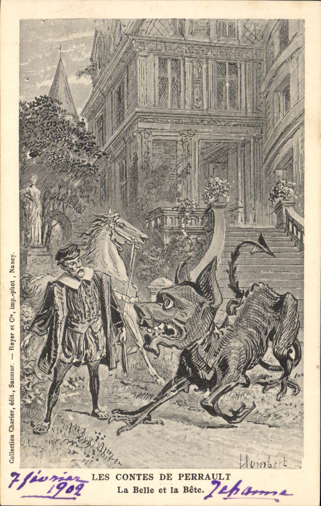 CPA Fantaisie Illustrateur Les Contes de Perrault La belle et la bete Dragon