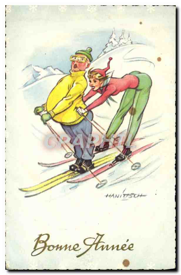 CPA Fantaisie Illustrateur Ski 