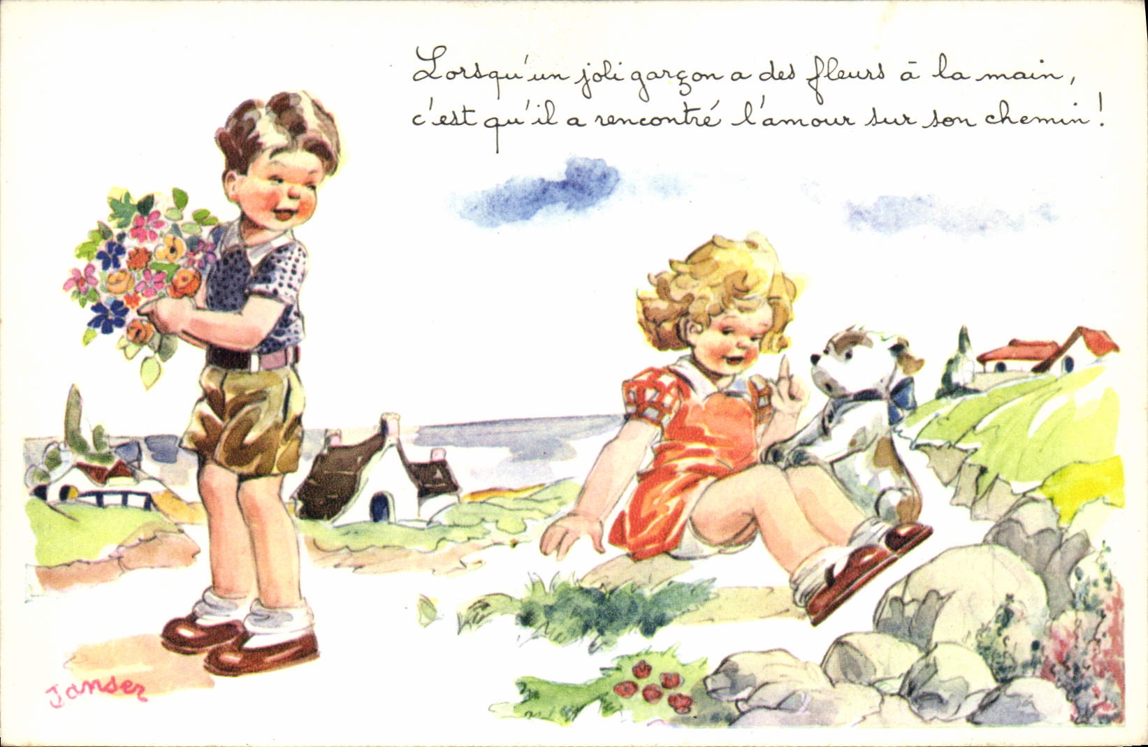 CPA Fantaisie Illustrateur Janser Enfants 