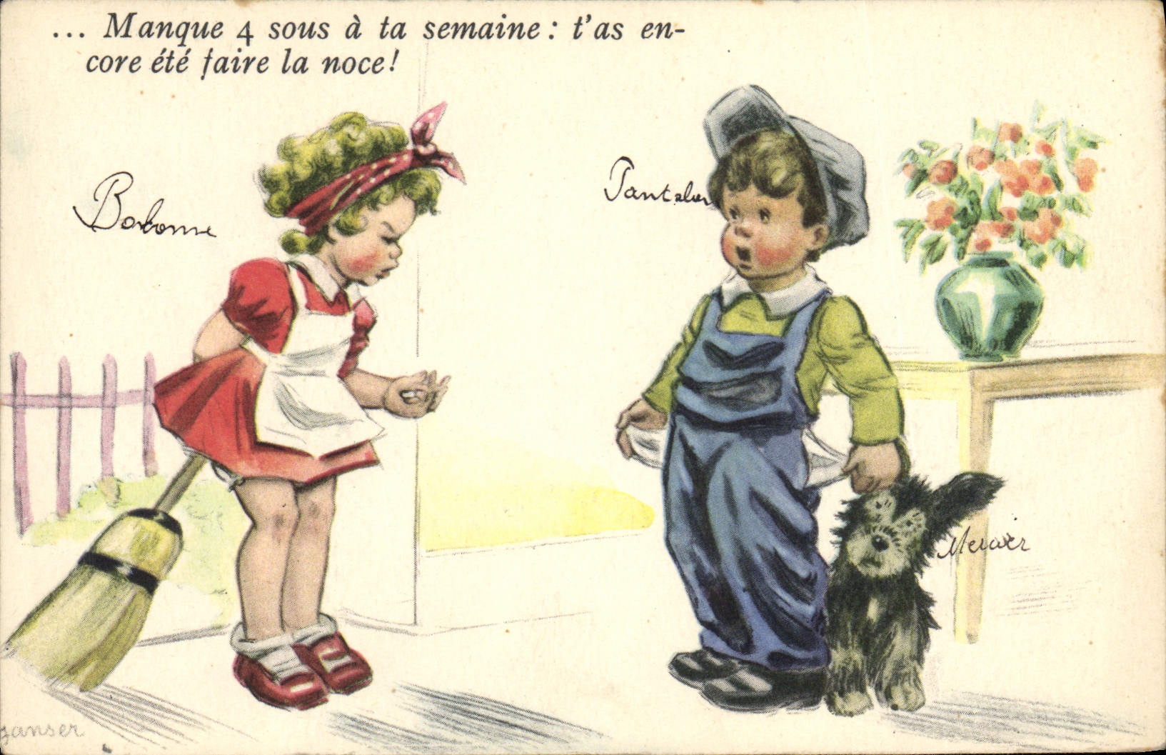 CPA Fantaisie Illustrateur Janser Chien