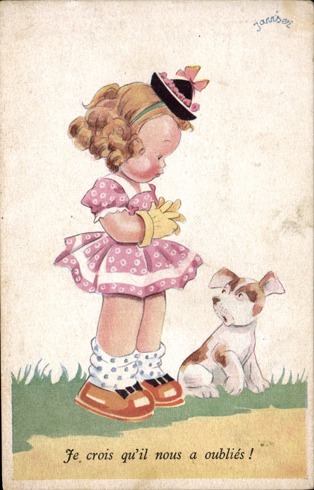 CPA Fantaisie Illustrateur Janser Chien