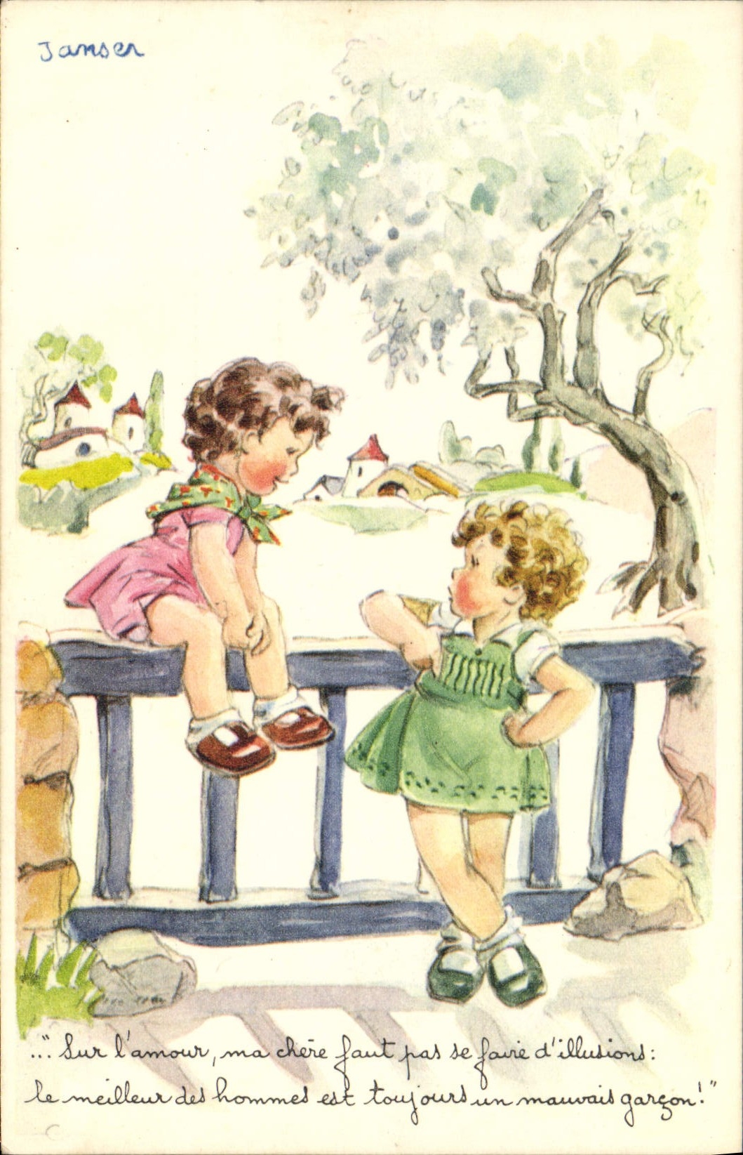 CPA Fantaisie Illustrateur Janser Enfants