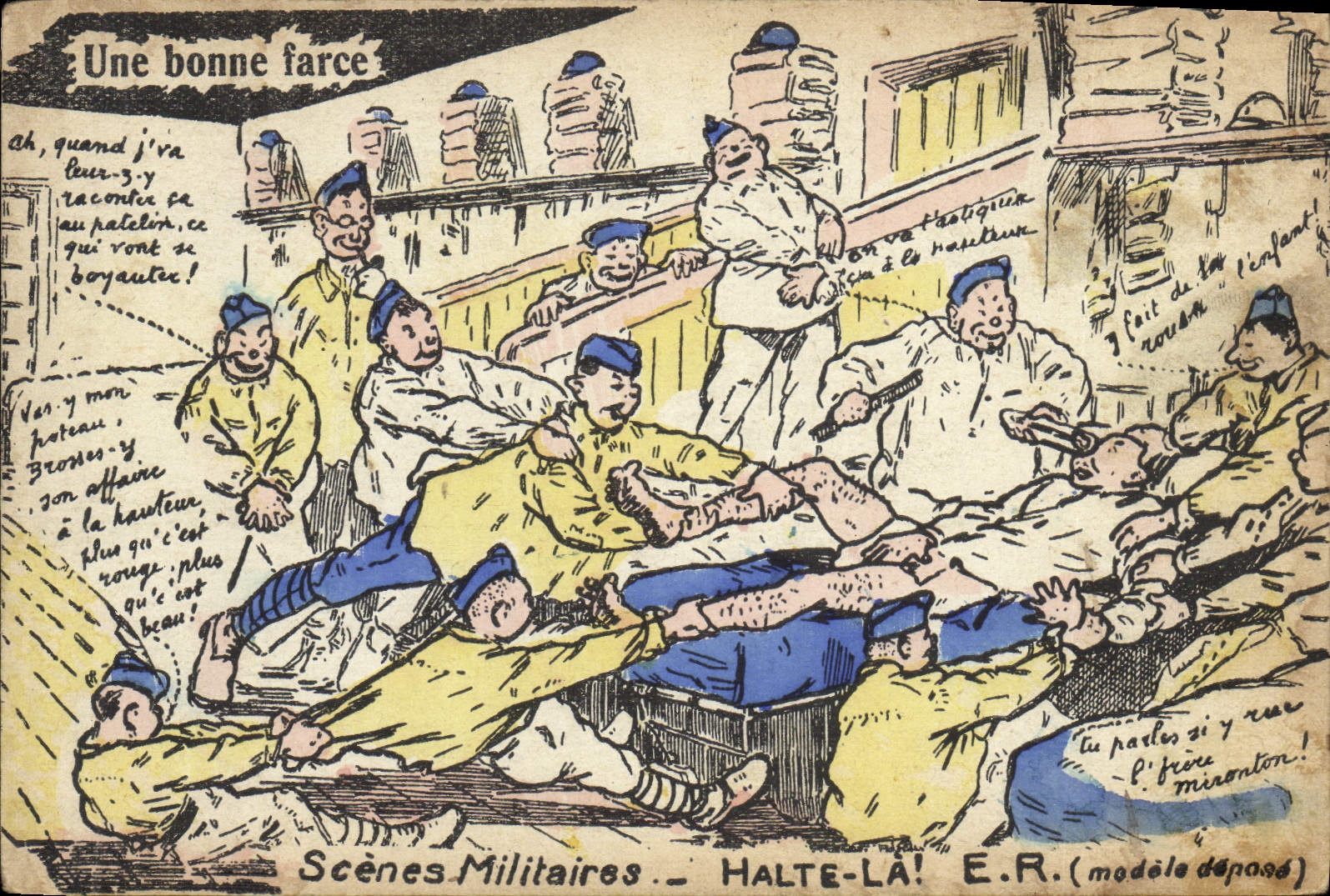 Scènes Militaires — Une bonne farce — HALTE-LÀ! E.R. (modèle dépassé)