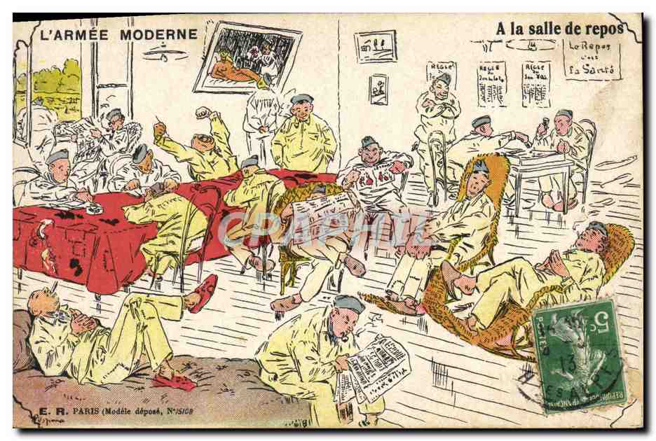 L'Armée Moderne — A la salle de repos — E.R. PARIS (Modèle déposé, N°13168)