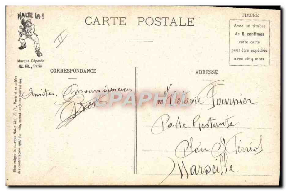 La vie militaire — Le saut des obstacles — E.R., Paris, Modèle déposé n° 14877 — Reverso