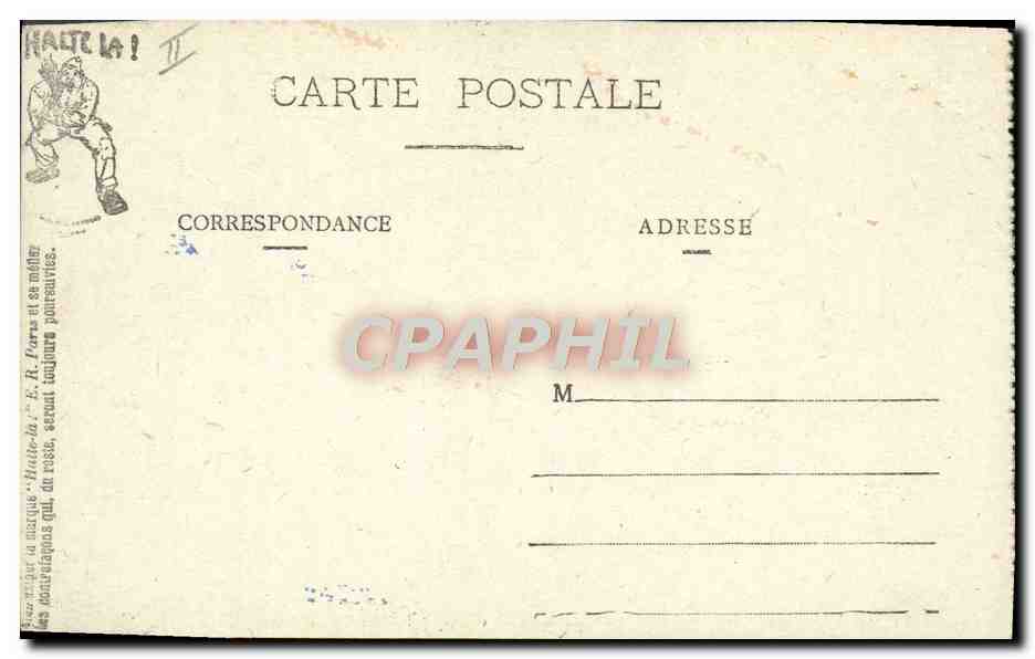 Scènes Militaires — HALTE-LÀ! — E.R. (modèle déposé) — Verso