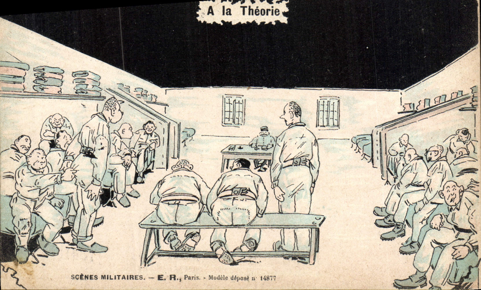 Scènes Militaires — A la Théorie — E.R., Paris, Modèle déposé n° 14877